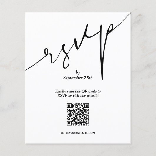 Simple QR Code Wedding LARGE Enclosure Card (正面)