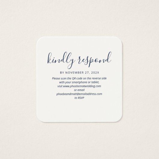 Simple QR Code Wedding Website RSVP Enclosure Card (正面)