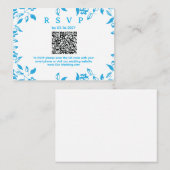 simple QR RSVP blue floral rustic card エンクロージャーカード (正面/裏面)