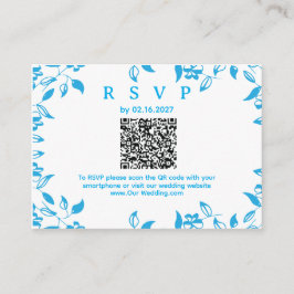 simple QR RSVP blue floral rustic card エンクロージャーカード
