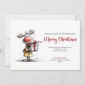 Simple Quirky Reindeer Merry Christmas Card シーズンカード (正面)