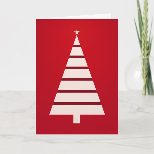 Simple Red and White Christmas Tree Greeting カード (正面)