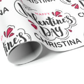 Simple Red and White Happy Valentines Day Name  ラッピングペーパー (ロールコーナー)