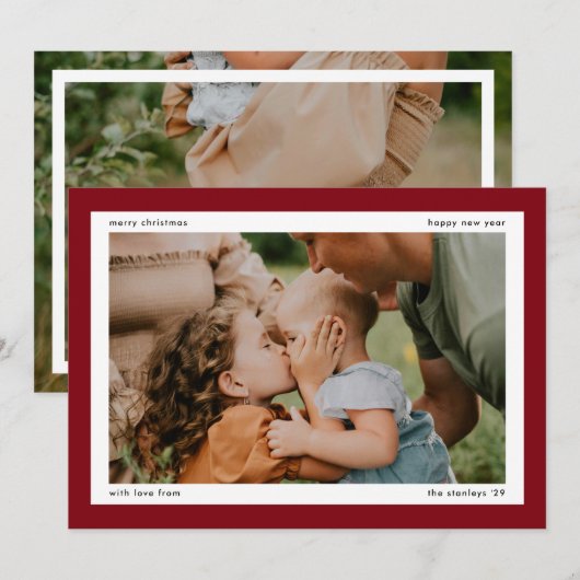 Simple Red Bold Border 2 Large Photos シーズンカード (正面/裏面)