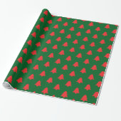 Simple Red Christmas Trees on Dark Green ラッピングペーパー (アンロールド)