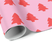 Simple Red Christmas Trees on Pink ラッピングペーパー (ロールコーナー)