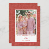 Simple Red Happy Valentine's Day Photo Card シーズンカード (正面/裏面)