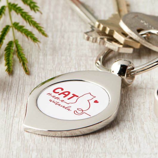 Simple Red Heart Cat Mom Mothers Day キーホルダー