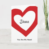 Simple Red Heart Custom Name Valentine カード (正面)