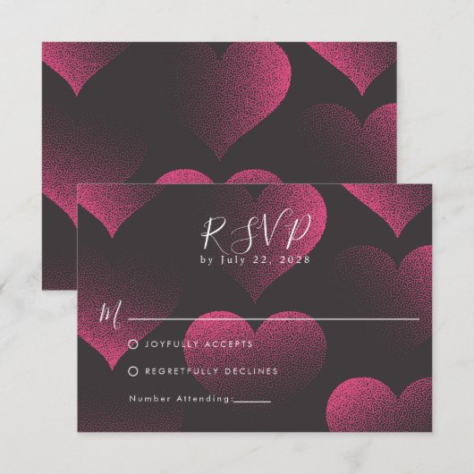 Simple Red Heart Theme for Wedding RSVP (正面/裏面)