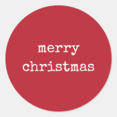 Simple Red Merry Christmas ラウンドシール (正面)