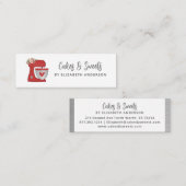 Simple Red Mixer Floral Cake Bakery Business Card スキニー名刺 (正面/裏面)