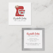 Simple Red Mixer Floral Cake Bakery Business Card スクエア名刺 (正面/裏面)