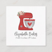 Simple Red Mixer Floral Cake Bakery Business Card スクエア名刺 (正面)
