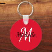 Simple Red Monogrammed キーホルダー (裏面)