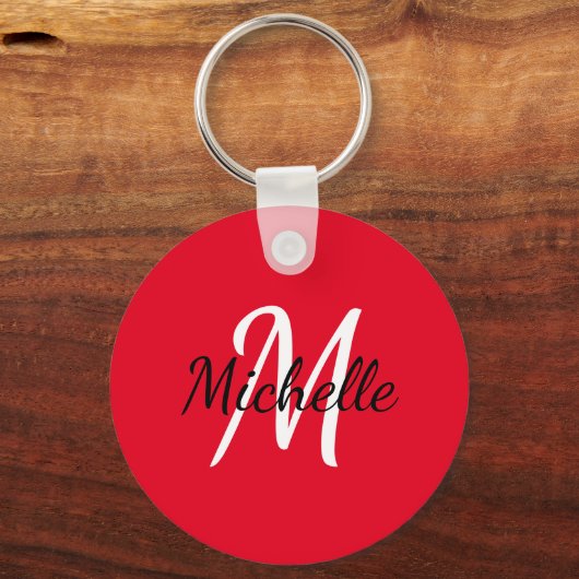 Simple Red Monogrammed キーホルダー (正面)