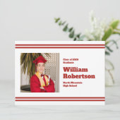 Simple Red Stripes Graduation Party Announcement 案内状 (スタンド正面)