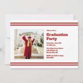 Simple Red Stripes Graduation Party Announcement 案内状 (裏面)