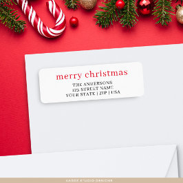 Simple Red Typography Christmas Return Address ラベル