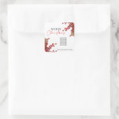 Simple Red & White Christmas Holly Berries スクエアシール (バッグ)