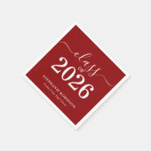 Simple Red White Class of 2026 Graduation  スタンダードカクテルナプキン (角)