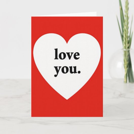 Simple Red White Love You Heart Card カード (正面)