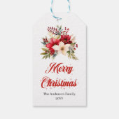 Simple Red White Poinsettia Custom Gift Tag ギフトタグ (裏面)