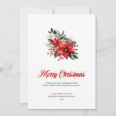 Simple Red White Poinsettia Custom Greeting Card シーズンカード (正面)