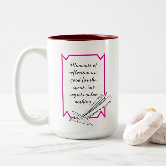 Simple Reflect but don’t Regret Inspirational Mug ツートーンマグカップ (ドーナツ)