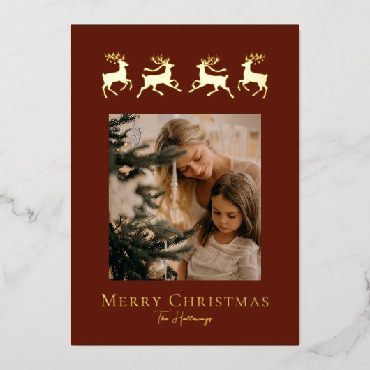 Simple Reindeer Gold Foil Holiday Card 箔シーズンカード (正面)