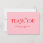 Simple Retro Pink and Red Modern Wedding サンキューカード (正面)