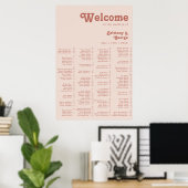 Simple Retro Vibes Blush Pink Alphabetical Seating ポスター (ホームオフィス)