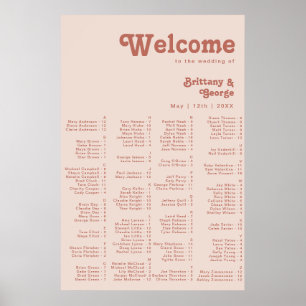 Simple Retro Vibes Blush Pink Alphabetical Seating ポスター