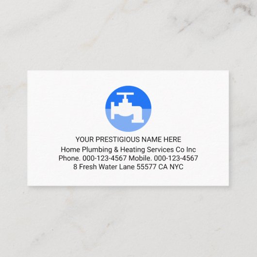 Simple Retro White Blue Water Plumbing 名刺 (裏面)
