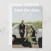 Simple RetroMinimalist Photo Wedding Save the Date 招待状 (正面)