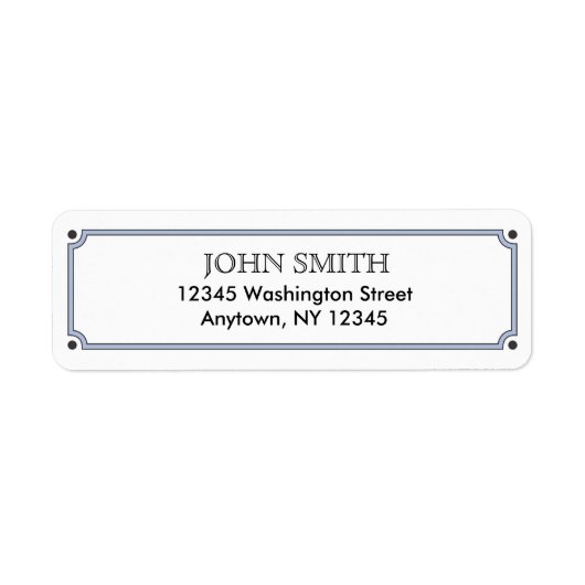 Simple Return Address Label with Blue Border ラベル (正面)