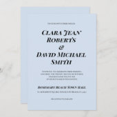 Simple Robin's Blue Minimalist Wedding Invitation 招待状 (正面/裏面)