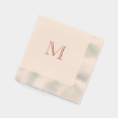 Simple Rose Gold Monogram Coined Luncheon 箔ナプキン (左)