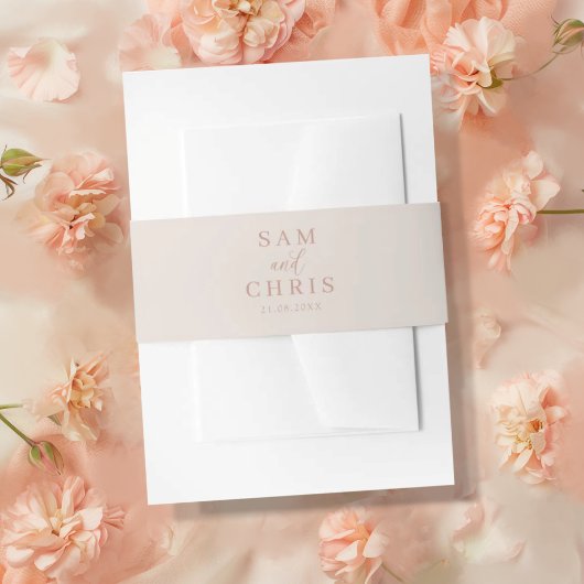 Simple Rose Gold Monogram Wedding 招待状ベリーバンド