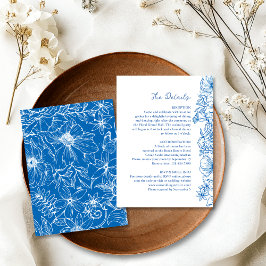 Simple Royal Blue Floral Garden Wedding Details エンクロージャーカード