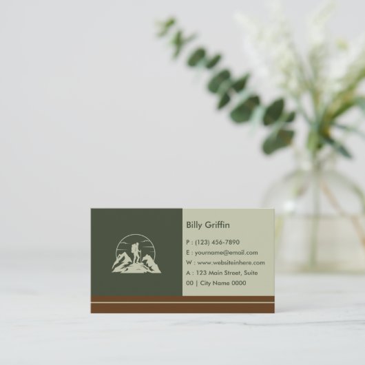 Simple Rustic Adventure Hikers Bold Deep Green  名刺 (スタンド正面)