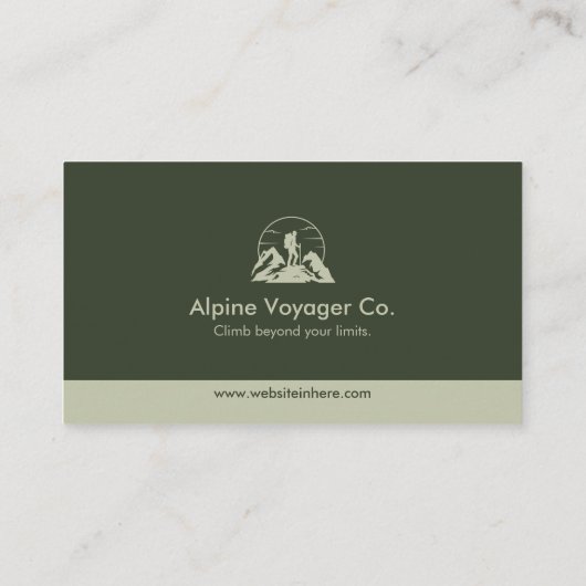 Simple Rustic Adventure Hikers Bold Deep Green  名刺 (裏面)