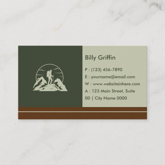 Simple Rustic Adventure Hikers Bold Deep Green  名刺 (正面)