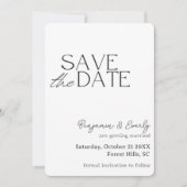 Simple Rustic Black and White Photo セーブザデート (正面)