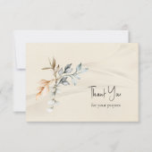 Simple Rustic Leaves Parchment Orthodox Funeral    サンキューカード (正面)