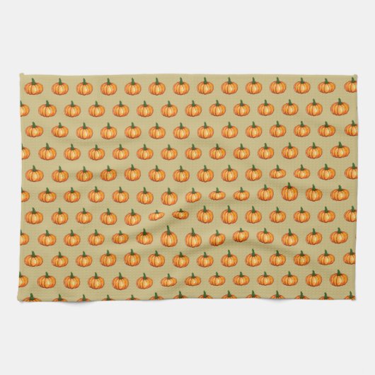 Simple Rustic Orange Watercolour Pumpkin Pattern キッチンタオル (横)