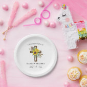 Simple Rustic Sunflower Wooden Cross Baptism ペーパープレート (パーティー)