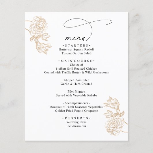 Simple Rustic Vintage Modern Wedding Menus (正面)