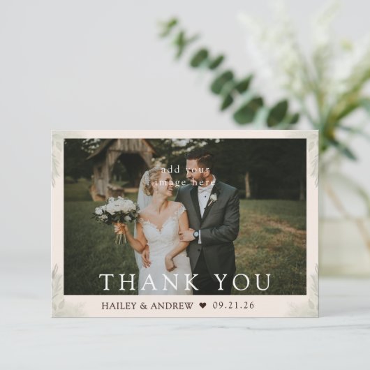 Simple Rustic Watercolor Minimalist Wedding サンキューカード (スタンド正面)