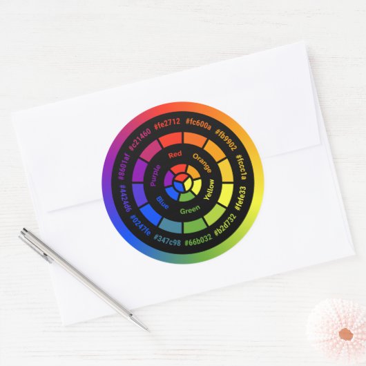 Simple RYB Color Wheel without Title ラウンドシール (封筒)
